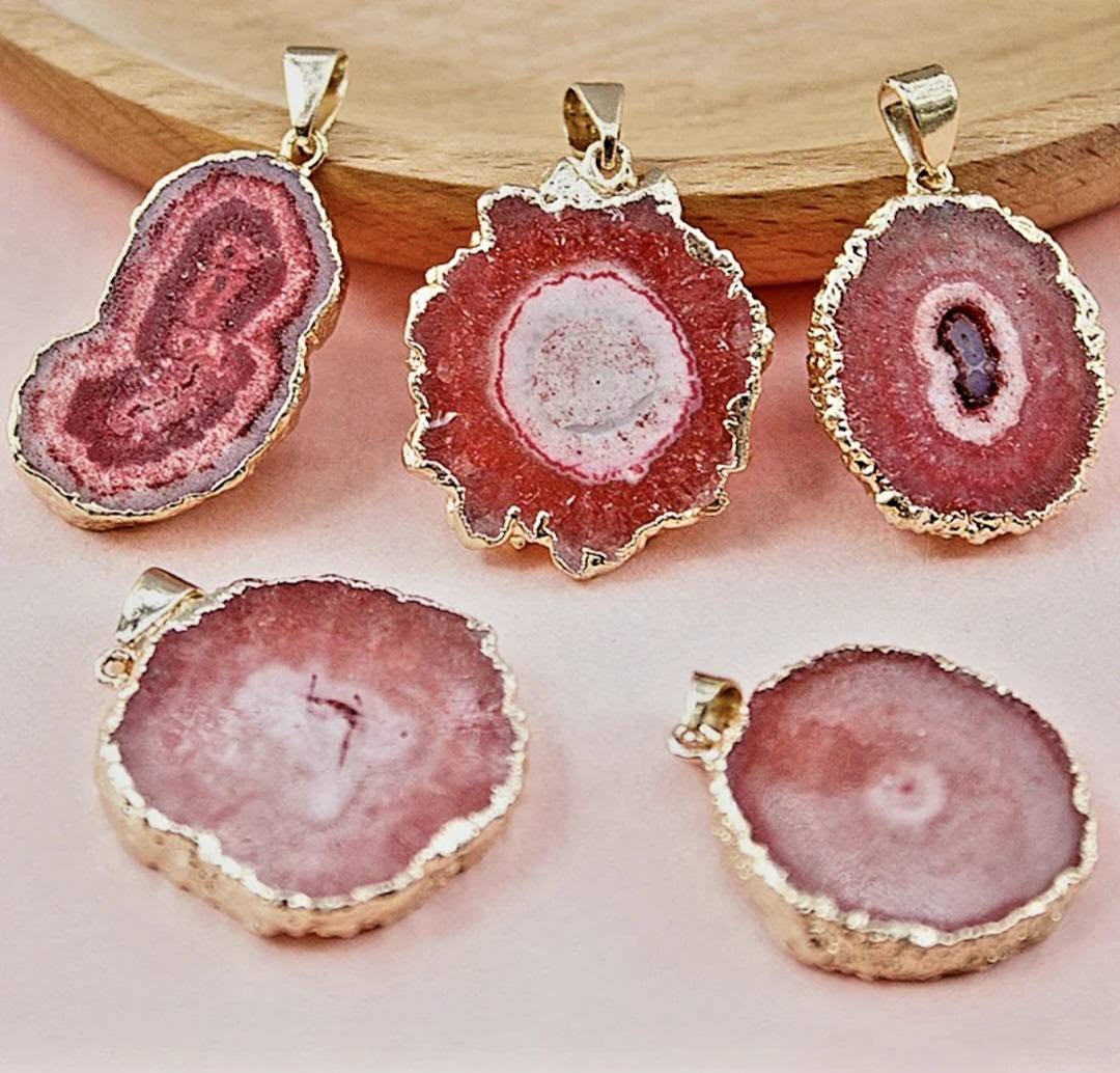Fashion natural Orange Solar Quartz Necklace , Gold Electroplated