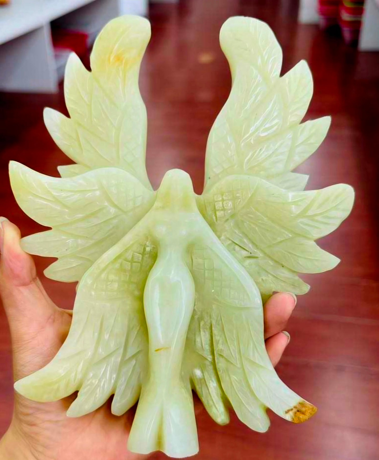Ny, XL Seraph JADE Engel, 20cm, ca 1kg - 6 wings, stand alone