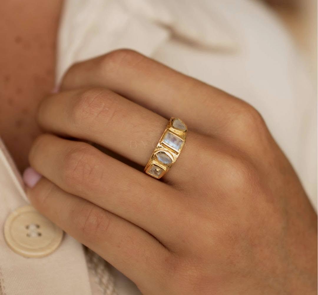 SUMMERDEAL / CILA Moonstone Ring & Necklace + MICCI Ametyst Design Earrings