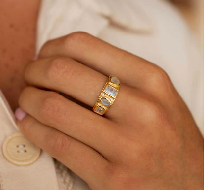 SUMMERDEAL / CILA Moonstone Ring & Necklace + MICCI Ametyst Design Earrings