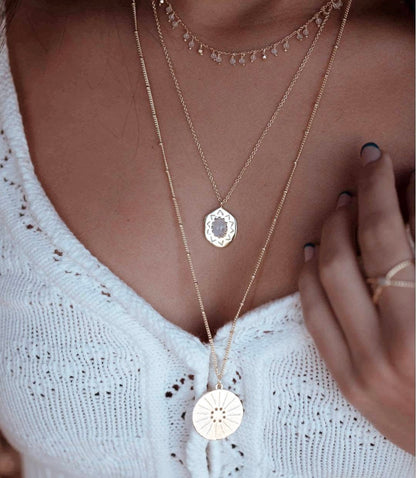 SUMMERDEAL / CILA Moonstone Ring & Necklace + MICCI Ametyst Design Earrings