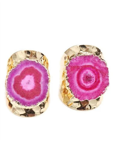 Fashion Ring natural Solar Pink Quartz, Gold Electroplated, Justerbar