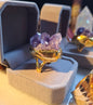 Vakker Ametyst RÅkrystall Ring Gold Electroplated, justerbar