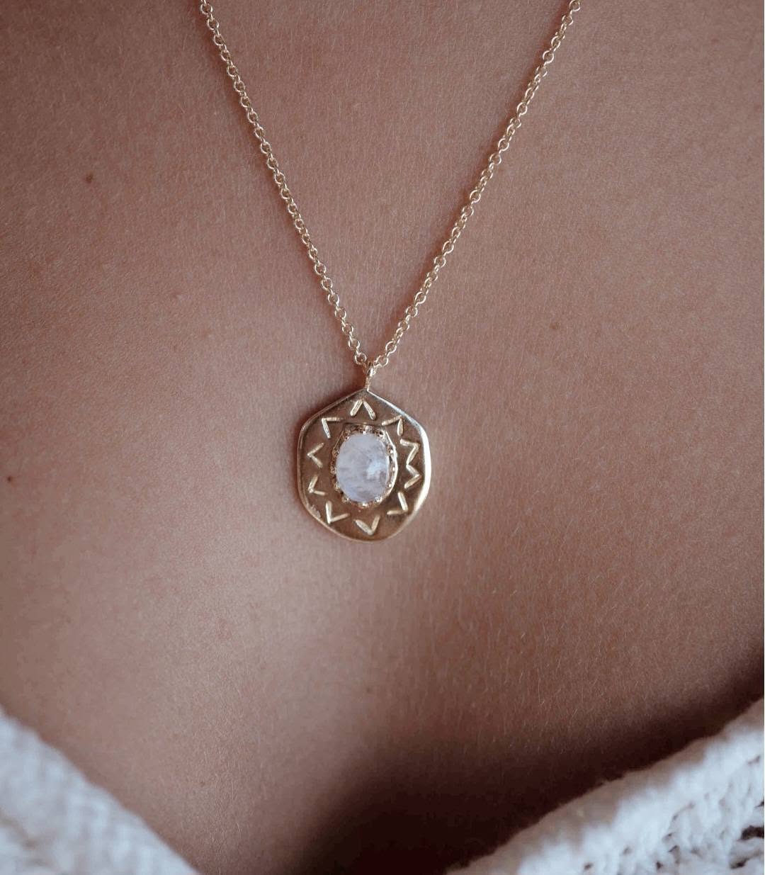 SUMMERDEAL / CILA Moonstone Ring & Necklace + MICCI Ametyst Design Earrings