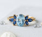 Ny og vakker Art Deco ( 14k Gold over Sterling Silver) Marquise Sapphire Cluster Ring with Oval Light Blue TOPAZ ( Lab Created )