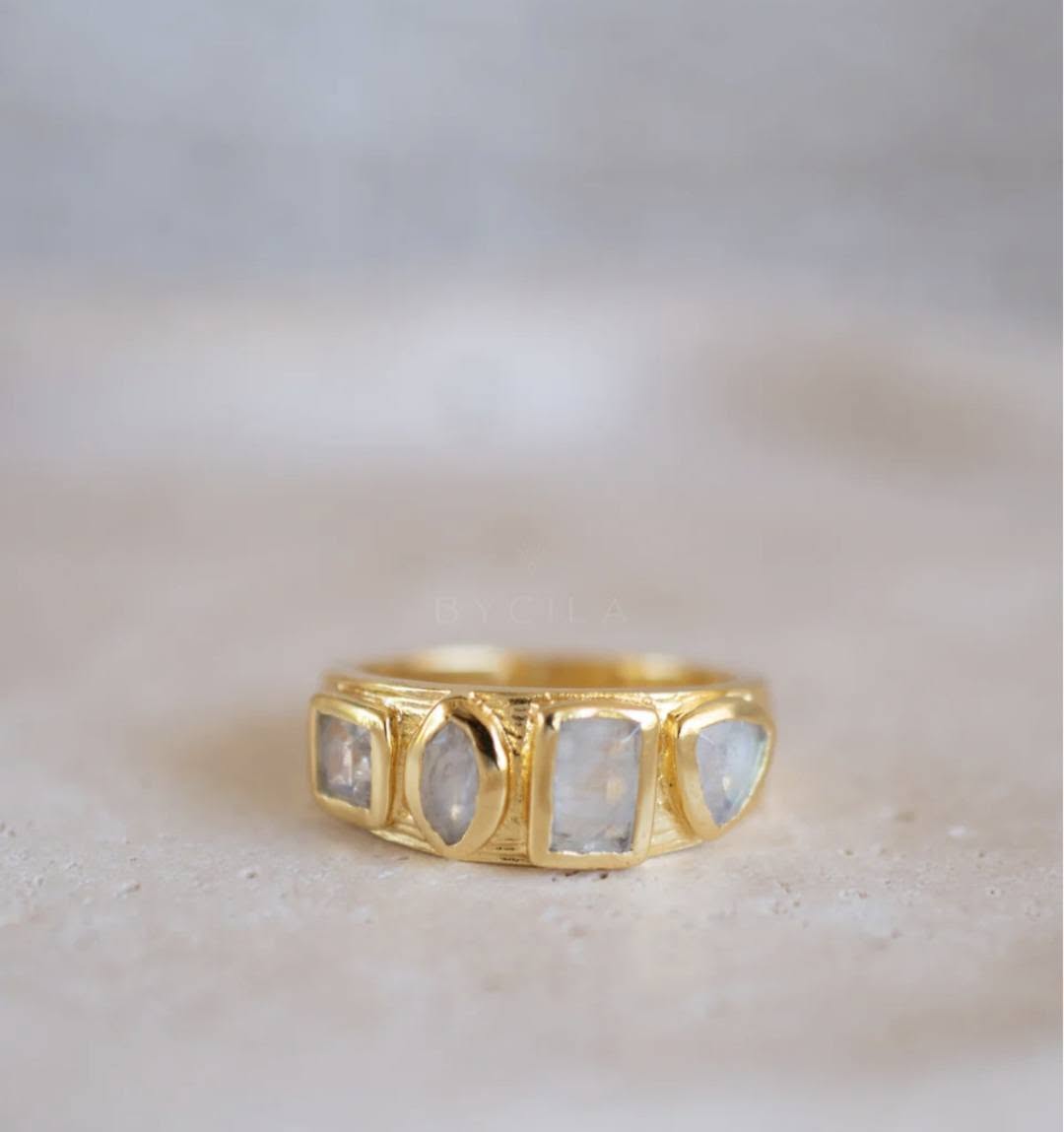 SUMMERDEAL / CILA Moonstone Ring & Necklace + MICCI Ametyst Design Earrings