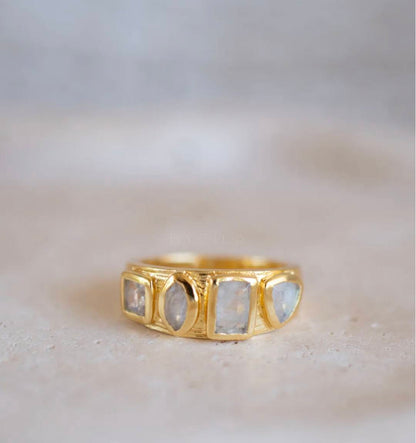SUMMERDEAL / CILA Moonstone Ring & Necklace + MICCI Ametyst Design Earrings