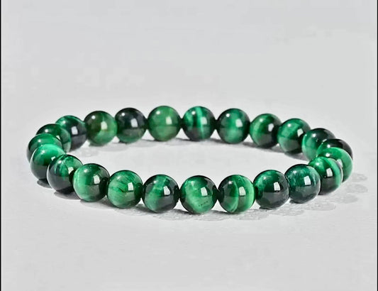 Enkelt og fleksibelt steinarmbånd, Green Tiger Eye