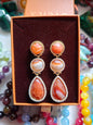Nye MICCI DESIGN natural Fuchsia AGATE Long Drop Øredobber, 58x17mm 24KGold Electroplated