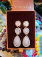 Nye MICCI DESIGN natural ROSE QUARTZ Long Drop Øredobber, 58x17mm 24KGold Electroplated