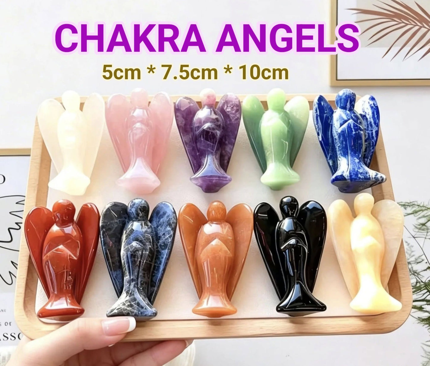 Chakra Angel Set, 10 stk. 7.5cm