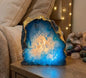 Blue Agate Lamp | Gold Edge Crystal Night Light | Luxury Home Décor 💚💜
