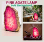 Pink Agate Lamp | Gold Edge Crystal Night Light | Luxury Home Décor
