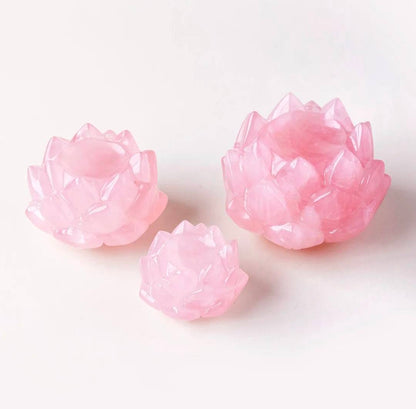Vakker, håndlaget Lotus Blomst i Rose Quartz * Base for Spheres - Krystallkuler ( 40/50mm ) - Medium Size, 6cm