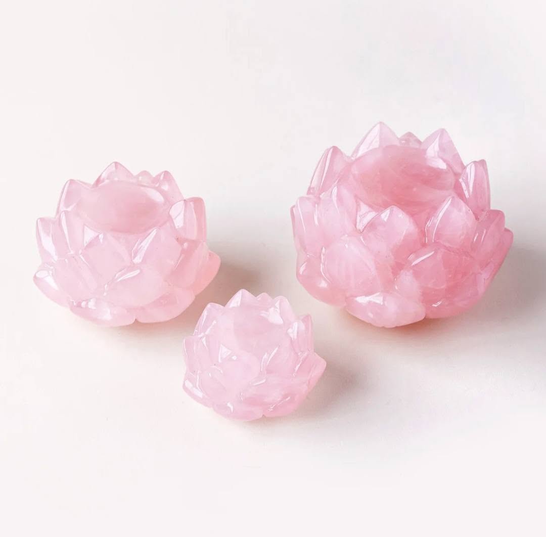 Vakker, håndlaget Lotus Blomst i Rose Quartz * Base for Spheres - Krystallkuler ( 40/50mm ) Small Size - 4.5 - 5cm