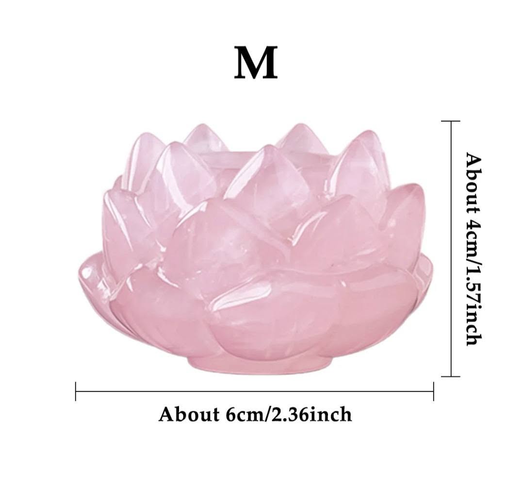 Vakker, håndlaget Lotus Blomst i Rose Quartz * Base for Spheres - Krystallkuler ( 40/50mm ) - Medium Size, 6cm
