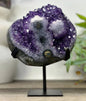 Natural Deep Purple Uruguay Amethyst Cluster on Metal Stand - MWS3310, 19x15cm w/stand