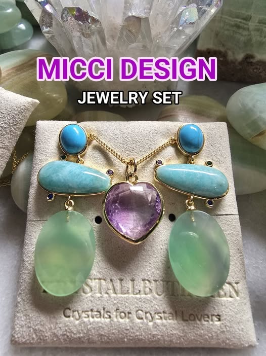 Trendy Bohem Design med 3 stone Øredobber og Ametyst Heart Kjede fra MICCI Design