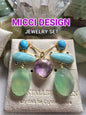 Trendy Bohem Design med 3 stone Øredobber og Ametyst Heart Kjede fra MICCI Design