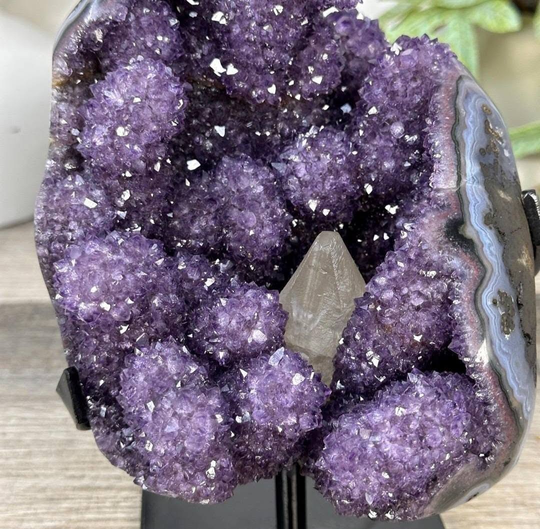 Natural Uruguay Amethyst & Calcite Formation with Stalactites and Blue Agate Shell - MWS3287, 19x14cm, 2.5kg