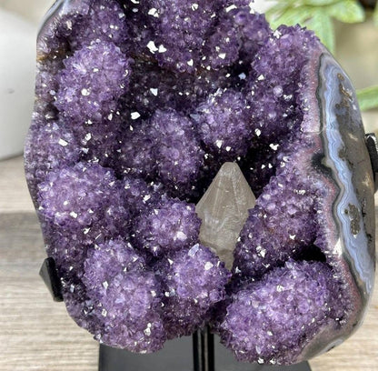 Natural Uruguay Amethyst & Calcite Formation with Stalactites and Blue Agate Shell - MWS3287, 19x14cm, 2.5kg