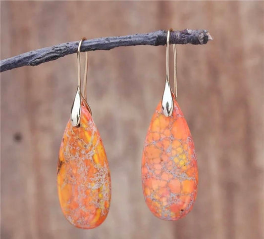 Nye, MICCI Design Bohemian Imperial Jasper Øredobber, Gold Plated