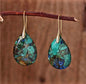 Nye Classic Natural Chrysocolla Earring Teardrop Design, Gold Electroplated