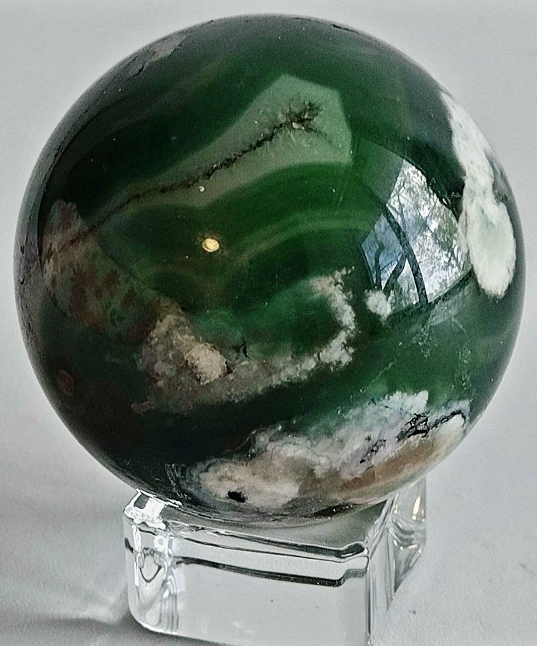 Green Blossom Agate Sphere, 65 - 70mm