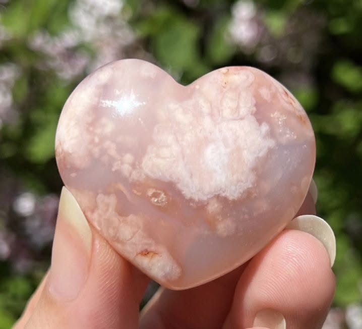 Pink Cherry Blossom AGATE Hearts, 50 - 55mm