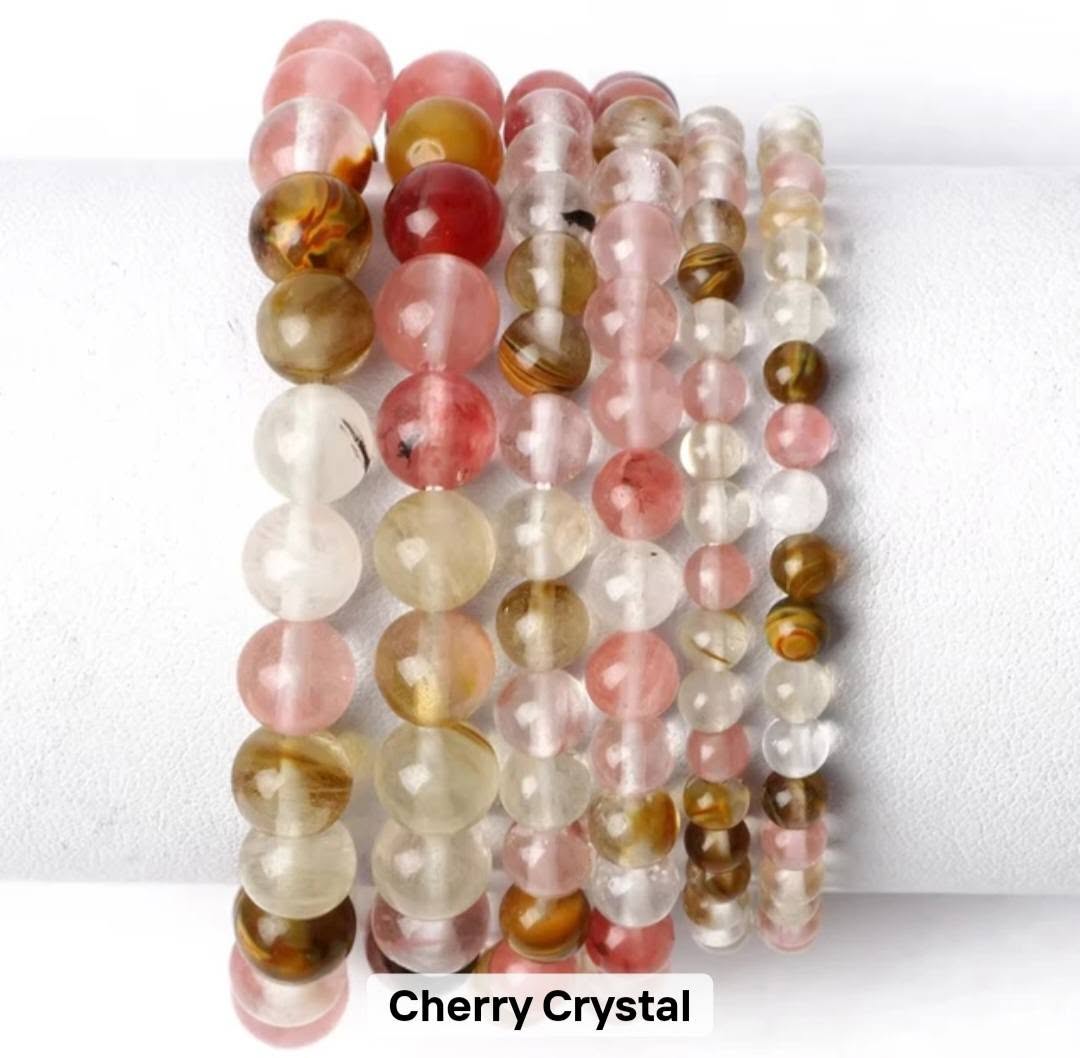 Enkelt og fleksibelt steinarmbånd, Calcite Watermelon