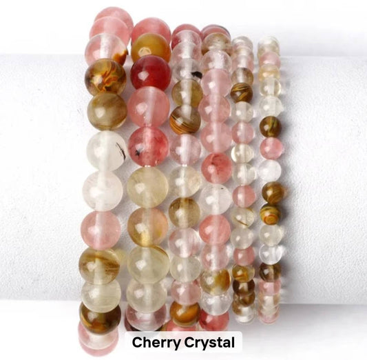 Enkelt og fleksibelt steinarmbånd, Calcite Watermelon