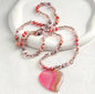 NEW LONG BOHEMIAN AGATE MALAKJEDE ( 80cm ) w/Heart, Pink