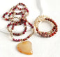 Nye Bohemian Yellow AGAT - Jasper Heart Design Smykkesett, Single Row Langt MALA Kjede og Dual Flexible armbånd