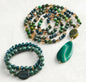 Nytt BOHEMIAN Green AGATE Design Smykkesett ( Kjede, Armbånd )