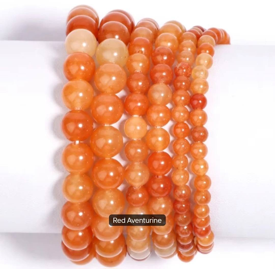 Enkelt og fleksibelt steinarmbånd, Red Aventurine