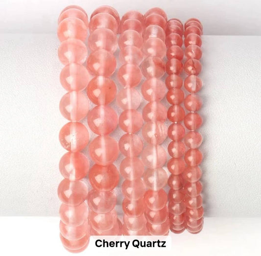 Enkelt og fleksibelt steinarmbÅnd, Strawberry Quartz