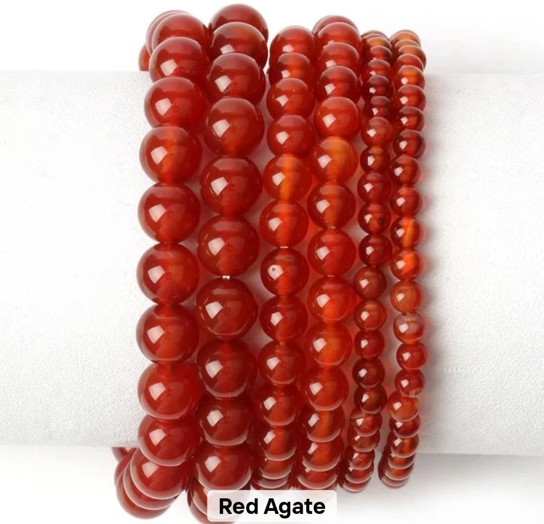 Enkelt og fleksibelt steinarmbånd, Red Agate