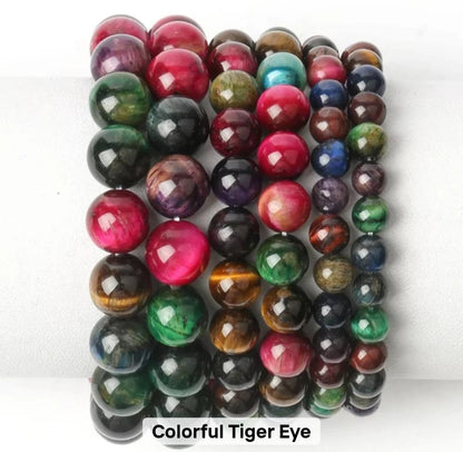 Nye Multicolor Tiger Eye armbånd, 8mm kuler - fleksible - unisex..