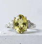 Ny og vakker Green Peridot Statement Ring, 925 Sterling Silver Cluster ( Lab Created& Stone )