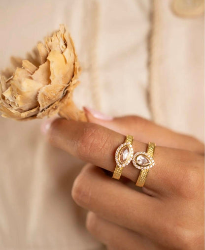 New and beautiful Cila "Analu" Designring, Gold Plated 18K - Morganite Hydro ( Lab Created )