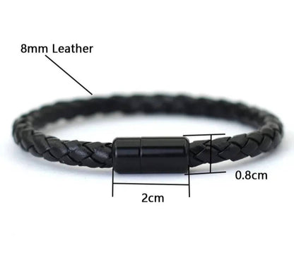 Triple Agat & Leather Bracelet, ( Matt sort Agat )