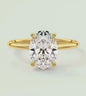 Vakker Mareshia "Solitaire" enstens 11x9mm Simulated Diamond CZ Ring, Goldplated ( 925s Silver )