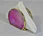 HÅndlagede 12mm Rosa AGAT serviettholder med gullbelagt kant ( Gold Electroplated ), ca. 20 servietter