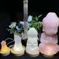 Vakker, hÅndlaget Buddha 15cm Selenite inkl led trebase m/usb, large