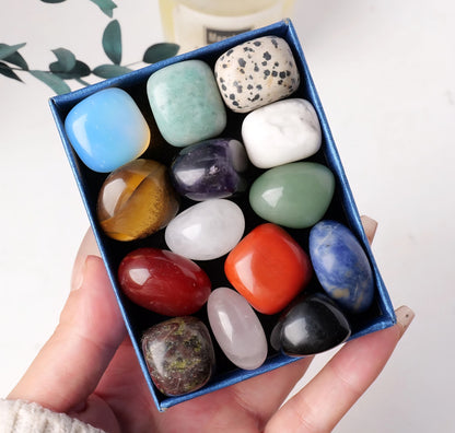 Nytt Premium Chakra sett med hele 14 stener i ca. 2cm størrelse