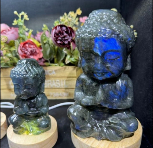 Vakker, hÅndlaget Buddha 10cm Labradorite, medium