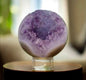 Uruguay Amethyst & Blue Banded Agate Sphere Geode with Crystal Cavity - SPH0177, 9.9cm