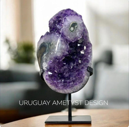 Uruguay Amethyst Crystal Stone with Stalactite Eyes Fomations - MWS3271, 18.5x9.5cm -1.24kg