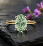 New Mareshia "Solitaire" enstens 11x9mm Mint Green Ametyst (Prasiolite) Ring, Goldplated ( 925s Silver )