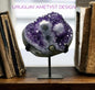 Natural Deep Purple Uruguay Amethyst Cluster on Metal Stand - MWS3310, 19x15cm w/stand - 2.67kg